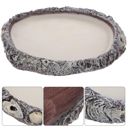 BESPORTBLE Reptile Water Bowl and Food Dish Resin Basin Shallow Pet Water Feeder for Turtles Lizards Snakes Bearded Dragons Terrarium Supplies