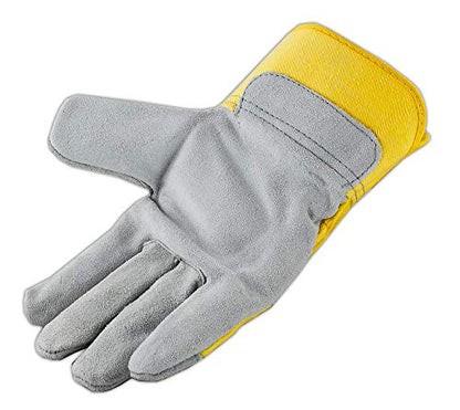Galeton Tiger Cat Premium Leather Palm Gloves Safety Cuff Yellow 12 Pack 2112, Large (2112-L) - color: Gray/ Yellow, size: Large (Pack of 12)