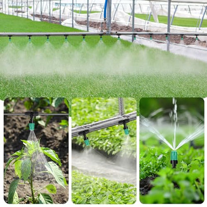 50Pcs Micro Misting Spray Emitters for 1/4 Inch Irrigation Tubing | Adjustable Locked Tee Atomizing Nozzle Irrigation Misting Nozzle Drip Sprinkler Emitters Parts for Garden Watering System - color: Tee Spray