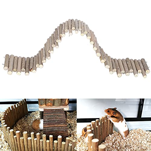 Yosoo Health Gear Hamster Wooden Fence Rat Ladder Bridge Toy Wood Hideout for Small Animals Bridge Reptils Pig Ladder Rat Chew Toys Reptile Play Climb (60CM Fence)