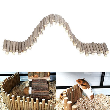 Yosoo Health Gear Hamster Wooden Fence Rat Ladder Bridge Toy Wood Hideout for Small Animals Bridge Reptils Pig Ladder Rat Chew Toys Reptile Play Climb (60CM Fence)