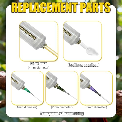 Baby Bird Feeding Syringe Set, Small Pet Parrot Feeder Hand Feeding Tubes Kit, Parrot Feeder Tubes Measuring Tools, for Baby Birds Small Pet