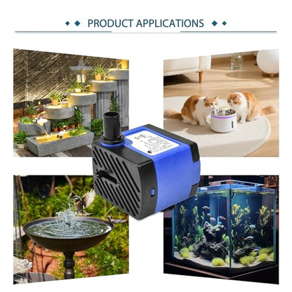 AC 110V Small Submersible Water Pump 92GPH 5W High Lift 2.79ft Mini Fountain Pump for Pet Fountain - color: 5w 350l/H