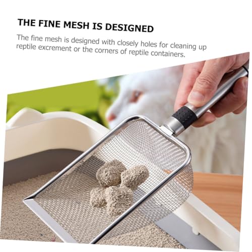 balacoo Reptile Litter Scoop Stainless Steel Sifting Shovel 1.5x1.5mm for Cat Litter and Small Pet Waste Cleaning in Terrariums and Indoor Use