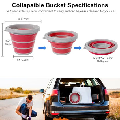 GOLDFOX Collapsible Bucket-10L (2.6 Gallon) Bucket for Cleaning with Handle-Folding Foldable Portable Plastic Water Supplies,Collapsible Bucket for Car Wash Camping Garden-Pink - color: Pink