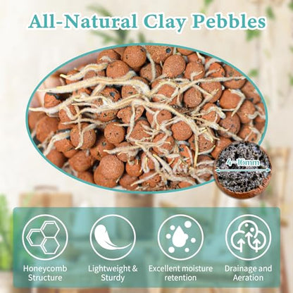 15LB Leca Clay Pebbles for Plants 4mm-16mm Clay Balls for Hydroponic | Drainage, Reusable, Aeration, Moisture Retention, Lightweight, Natural Leca for Orchids, Succulents, Terrariums, Aquaponics - size: 15LB