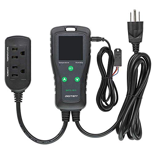 DIGITEN DHTC-1011 Temperature and Humidity Controller Outlet Plug in Thermostat Humidistat Reptile Humidity Controller Greenhouse Thermostat Heating Cooling Humidifier Dehumidifier