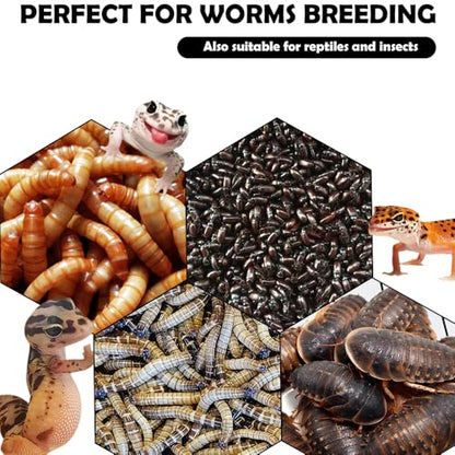 1 Pack Mealworms Breeding Kit Mealworms Keeper with Tweezers to Breed Mealworms Super Worms Crickets Dubia (Side Ventilation Style)