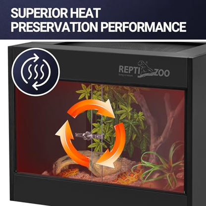 REPTI ZOO 34 Gallon PVC Reptile Terrarium, 24x18x18” Leopard Gecko Tanks with Glass Sliding Door & Top Screen Ventilation, Reptile Enclosure for Bearded Dragon Hermit Crab - style: 24x18x18"