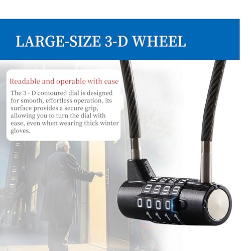 Combination Lock with Long Cable Durable Flexible 4 Digits Combo Locks 7.5” Locker Lock for Gym Locker School Cabinet Barn Gates/Sheds/Pet Cages Backpack Suitcase (7.5") - size: 7.5" Black