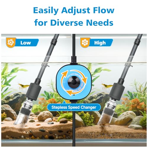 fishkeeper Electric Aquarium Gravel Cleaner, 6 in 1 Automatic Fish Tank Cleaning Tools Gravel Vacuum for Aquarium, Suitable for Water Change Wash Sand Water Circulation Adjustable Flow (25W, 265GPH)