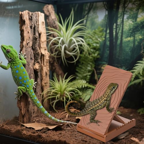 Bearded Dragon Basking Ramp Foldable Non-Slip Resting Playing Feeding | Bearded Dragons Climbing Step Ramp for Lizard Keepers Enclosure Vivarium Tank Frogs Geckos Chameleons Newts Snakes Tortoise - color: Light Brown