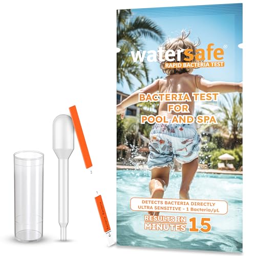 Pool and Spa Rapid Bacteria Test by Watersafe, Test Strips to Detect Down to 1 Bacteria/μL in 15 Minutes, Including E. coli and Salmonella, Single Test