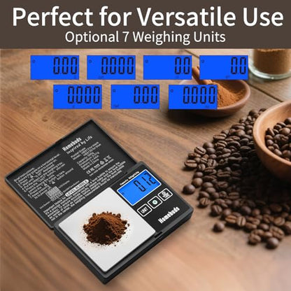Homebuds 500g Digital Gram Scale High Precision in 0.01g with Level Bubble, Assured by Food Scale Professional Factory Since 2001, Pocket Scale for Lab, Kitchen, Coffee, Jewelry; 2*AAA, Black