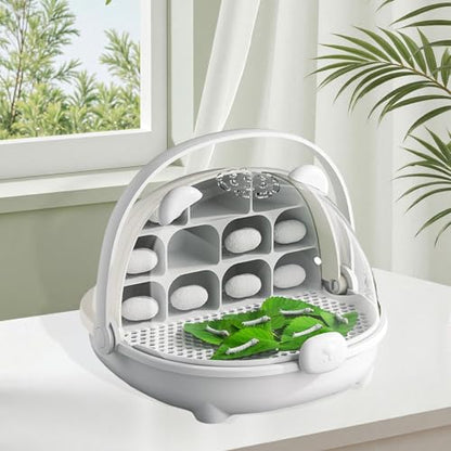 Gralara Silkworm Breeding Box Insect Feeding Box Habitat Cage Transparent Silkworm Hatching Container Small Animal Breeding Case, Gray - color: gray