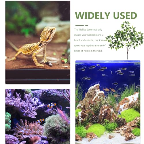 Simulation Leaves Terrarium Hanging Plant for Reptile Habitat Decoration, 12-inch Fake Rattan Terrarium Plants for Lizards, Snakes, Hermit Crabs
