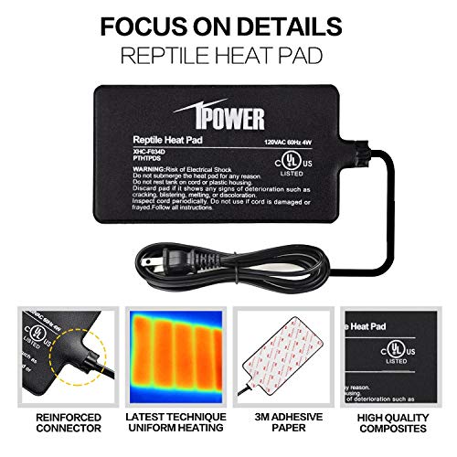 iPower 2-Pack 4 by 7-Inch Reptile Heating Pad Terrarium Heater Under Tank Heat Mat for Small Animals, Black - color: Black/2 Pack Heat Pad, size: 4" x 7"