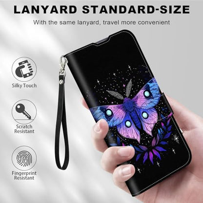 for Cricket Outlast 5G 2024 Wallet case with RFID Blocking Credit Card Holder Kickstand, Folio Flip PU Leather Shockproof Protective Cover for AT&T Motivate Pro 5G, Mystical Moth - color: Mystical Moth