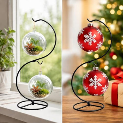 YY YEARCHY Ornament Display Stand Holder Home Wedding Decoration Rack for Hanging Glass Globe Air Plant Flower Pot Stand Iron Pot Hook Stand Terrarium Witch Ball (1, 13.4"*4.9") | Home Wedding Decoration Rack for Hanging Glass Globe Air Plant Flower Pot T