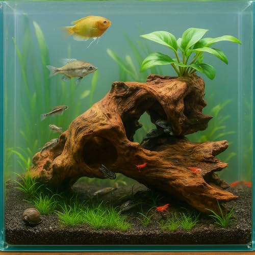 emours Porous Natural Driftwood for Aquarium, Aquascaping Driftwood with Holes, Hand-Selected Tunnels & Hideouts, Aquascaping Hardscape, Terrarium Reptile Décor, No Paint or Resin (12-16" (30-40 cm)) - size: 12-16" (30-40 cm)