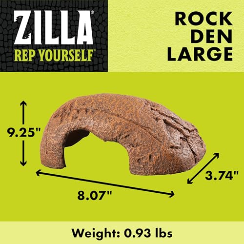 Zilla Rock Den, Naturalistic Rock Décor, Ideal Hideaway for Snakes, Skinks, Geckos, Bearded Dragons, Large - size: Large