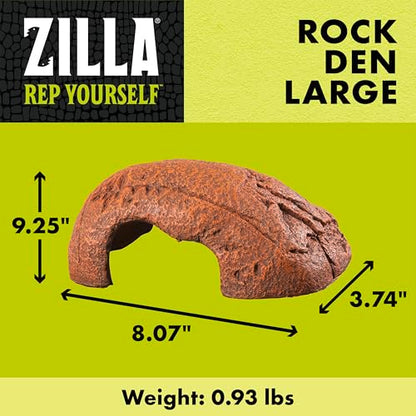 Zilla Rock Den, Naturalistic Rock Décor, Ideal Hideaway for Snakes, Skinks, Geckos, Bearded Dragons, Large - size: Large