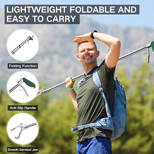 78“ Snake Tongs Collapsible Grabber, Professional Reptile Snake Catcher | Wide Jaw Handling Tool, Stainless Steel Snake Hook - size: 78 inch