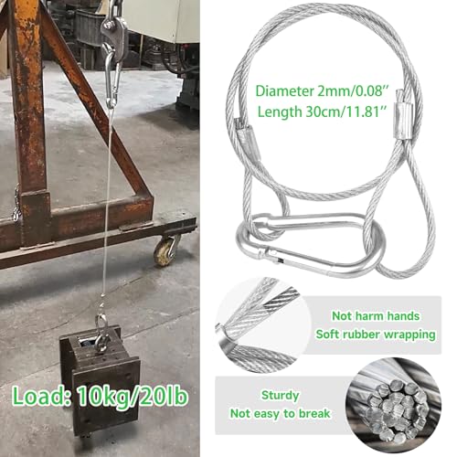 Mad Owl Safety Rope Fixing Device, Stage Light Safety Cable,Transparent Rope Head Truss Accessories Clamp Hook, 0.08 inches Diameter, 11.8 inches Length, (Pack of 6 White) - size: 6P 2mm/0.079"-30cm/11.81"