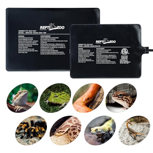 REPTI ZOO 6" X 8" Reptile Heat Pad Fast Heating Pad with Adjust Knob 8W Reptile Heat Mat for Turtles/Hermit Crabs/Bearded Dragons/Leopard Geckos/Snakes/Lizards, and Seed Germination - size: 6" X 8" with Adjust Knob