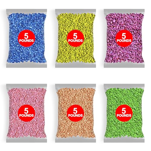 Hygloss Craft Rocks Mini Stones for Art Projects-Bag O' Gravel, 6 Asst Neon Colors, 5 lb Pack of 6 - color: 6 Neon Color Assortment, size: 5 lb, style: Gravel