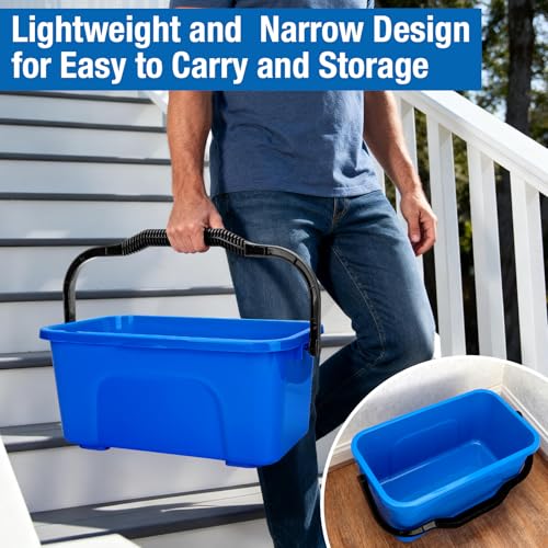 3 Gallon Mop Cleaning Water Bucket with Handle,4 Pack | Compact Square Plastic Bucket for Window Cleaning | Car Washing | Mopping & Household Cleaning Supplies Organizer Wash Bucket