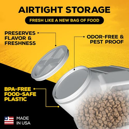 Vittles Vault Traditional Pet Food Storage Container For Dog Kibbles/Bird Seed/Oatmeal/Rice/Flour/Cereal, BPA Free Plastic, Sealed Airtight For Cat Food, Up To 35 lb, Made in USA, With Scoop, Gray - size: 35 Pounds