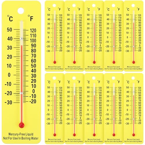 Maitys 10 Pcs Science Thermometers Mercury Free Student School Supplies Boiling Point Dual Scale Thermometers for Classroom Teaching Tools (Yellow) - color: Yellow