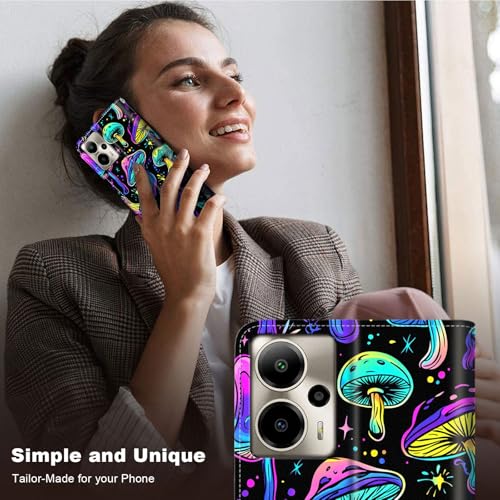 for Cricket Outlast 5G 2024 Wallet case with RFID Blocking Credit Card Holder Kickstand, Folio Flip PU Leather Shockproof Protective Cover for AT&T Motivate Pro 5G, Mushrooms 02 - color: Mushrooms 02