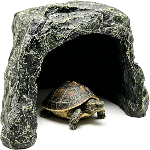 Reptile Rock Hide Cave Tortoise Hideout Turtle Basking Rock Snake Hide Habitat for Amphibian Lizard Fish Bearded Dragon Leopard Gecko - style: STYLE-A