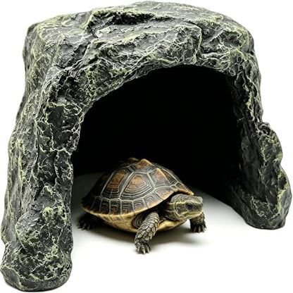 Reptile Rock Hide Cave Tortoise Hideout Turtle Basking Rock Snake Hide Habitat for Amphibian Lizard Fish Bearded Dragon Leopard Gecko - style: STYLE-A