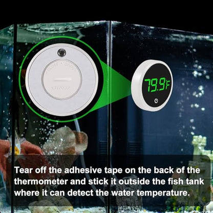 2PACK LED Aquarium Thermometer - 5S Refresh Speed Touch Screen Fish Tank & Terrarium Water Temperature Test Digital Thermometer - color: Round-White 2PCS