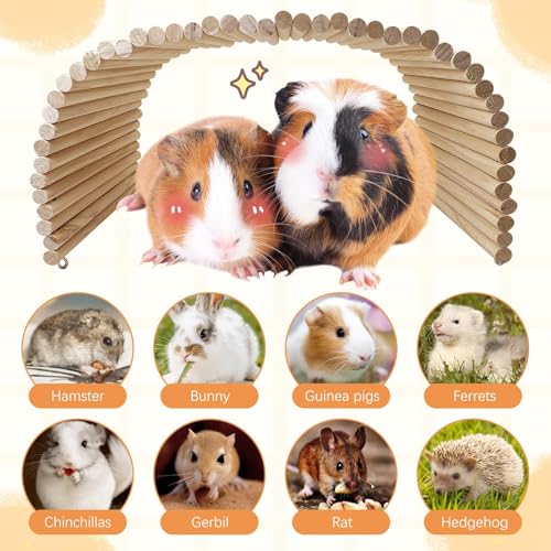 Hamiledyi Large Wooden Bridge Hamster Ladder House for Small Animals, Tunnel, Ladder, Chew Toys for Hamster Bunny Guinea Pigs Rats Chinchilla (26.4"7.9") - size: L