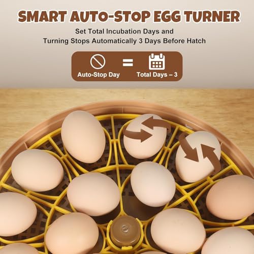 Series III-18 Egg Automatic Incubator with Smart Dual-Bottle Adaptive Humidity & Stable Temp Control, Adjustable Auto Egg Turn, Auto Lockdown, Customizable Incubation Days, Candler(18-Egg-Brown) - size: 18-Egg-Brown
