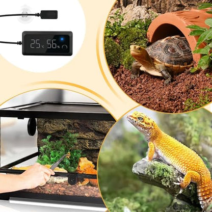 Generic Reptile Temp Humidity Gauge - Digital Hygrometer | Real-time Habitat Monitoring for Reptile Tank & Snake Tank Accessories