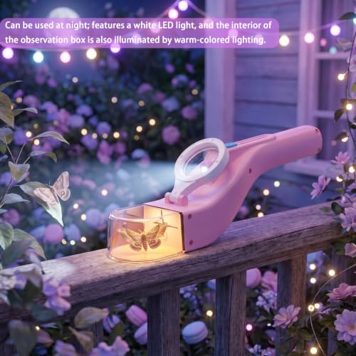 Baideluo Bug Catcher Kit for Kids 3-8 with Light & Magnifier (Pink) - color: Pink