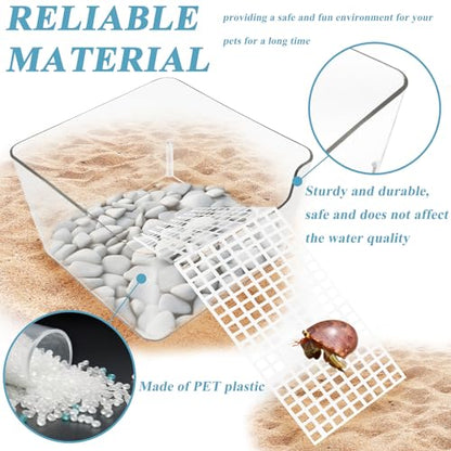 2 Pack Hermit Crab Water Tank, Cage Accessories With Climbing Ramp, Aquarium Salt Water Pool for Small or Medium Habitat Home Transparent - size: Small