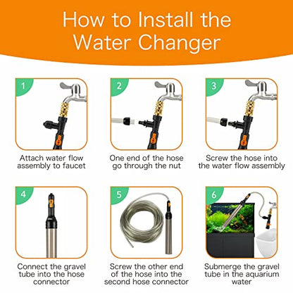 hygger Upgrade Aquarium Water Changer Kit, Semi-Automatic Fish Tank Gravel Cleaner, with 33 FT Water Hose, Flow Control Valve - size: 33FT