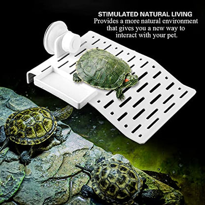 plplaaoo Aquarium Tortoise Platform Dock Turtle Terrace Reptile Habitat Floating Island with Suction Cup (11.5x26.5x3.5cm/4.5x10.4x1.4in) - size: 11.5x26.5x3.5cm/4.5x10.4x1.4in