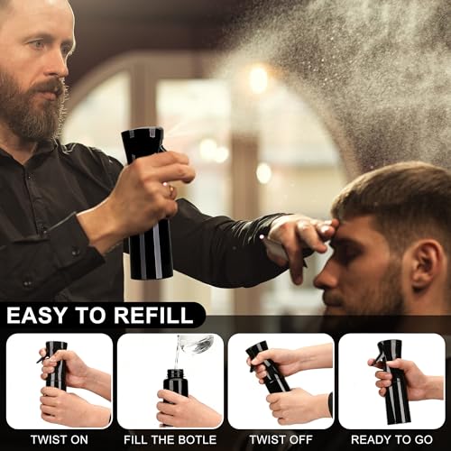 Spray Bottles For Hair, continuous spray bottle (200ml/6.8oz 2Pack) used for hair design, plants, cleaning, hair care and skin care, etc. – empty, reusable (Pure Black) - color: Pure Black