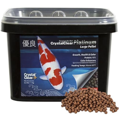 CrystalClear Platinum Fish Food Floating 5mm Pellets, 2.2 Lbs | For Koi & Goldfish, premium nutrition to boost growth, color, and wellness in backyard ponds & water gardens - size: 2.2 Pound (Pack of 1)