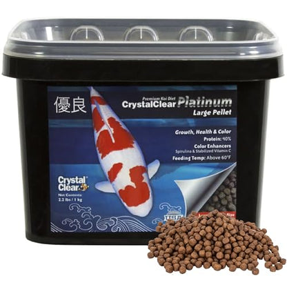 CrystalClear Platinum Fish Food Floating 5mm Pellets, 2.2 Lbs | For Koi & Goldfish, premium nutrition to boost growth, color, and wellness in backyard ponds & water gardens - size: 2.2 Pound (Pack of 1)