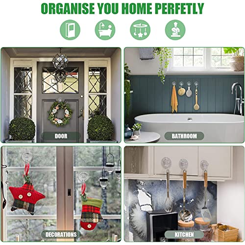 Suction Cup Hooks for Shower, Large Clear Heavy Duty Suction Cup Hooks, Wreath Hangers for Front Door Window Glass Kitchen Towel Loofah Utensils (8 Packs) - size: 8 Clear