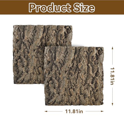 2PCS Natural Cork Terrarium Background,11.81 x 11.81 Inch Reptile Bark Background 3D Bearded Dragon Tank Climbing Mat Habitat Decoration for Lizard Gecko Chameleon Tortoise Snake Spider Frog - size: 【11.81 x 11.81 In】