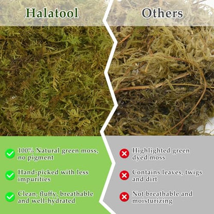 Halatool 9OZ Sphagnum Moss & 2-Pack Coco Chips Substrate for Reptiles, Terrariums, Humidity Retention, Bedding, Nesting & Burrowing